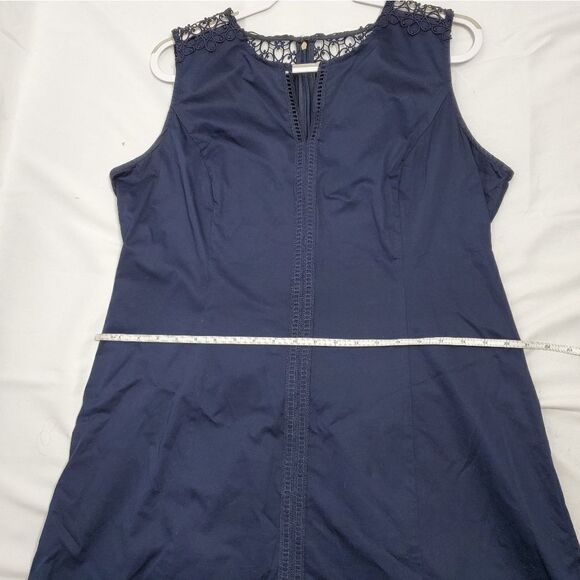 KARL LAGERFELD navy dress sleeveless crochet hem shift 16 - Picture 9 of 9